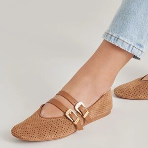 Baylee Ballet Flats Pecan Perforated Suede